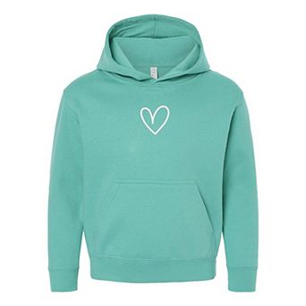 Embroidered Hand Drawn Heart Youth Graphic Hoodie