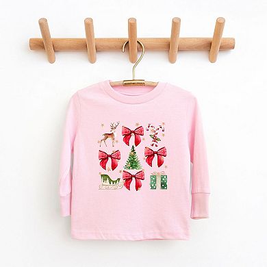 Coquette Christmas Collage Toddler Long Sleeve Graphic Tee