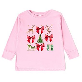 Coquette Christmas Collage Toddler Long Sleeve Graphic Tee
