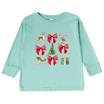 Coquette Christmas Collage Toddler Long Sleeve Graphic Tee
