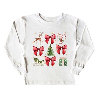Coquette Christmas Collage Toddler Long Sleeve Graphic Tee