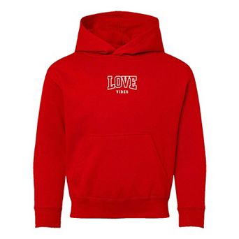 Embroidered Varsity Love Vibes Youth Graphic Hoodie