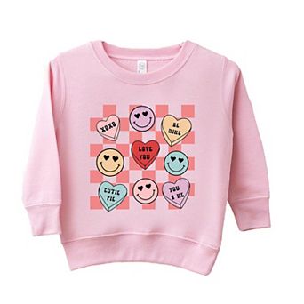 Candy Heart Smile Solid Toddler Graphic Sweatshirt