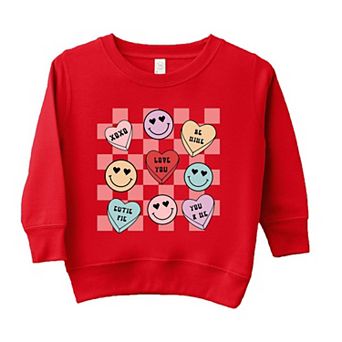 Candy Heart Smile Solid Toddler Graphic Sweatshirt