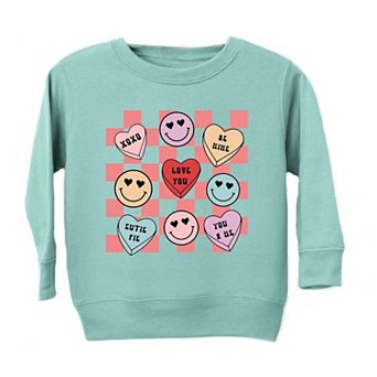Candy Heart Smile Solid Toddler Graphic Sweatshirt