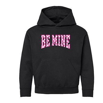 Be Mine Distressed Checkered Youth Graphic Hoodie