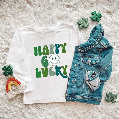 Happy Go Lucky Smiley Face Youth Long Sleeve Graphic Tee