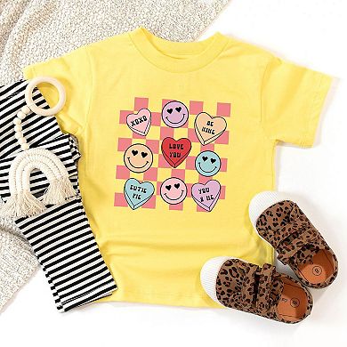 Candy Heart Smile Solid Toddler Short Sleeve Graphic Tee