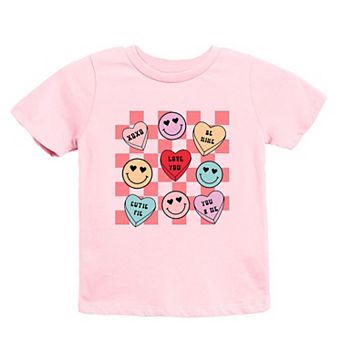 Candy Heart Smile Solid Toddler Short Sleeve Graphic Tee