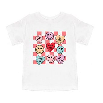 Candy Heart Smile Solid Toddler Short Sleeve Graphic Tee
