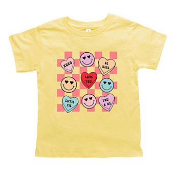 Candy Heart Smile Solid Toddler Short Sleeve Graphic Tee