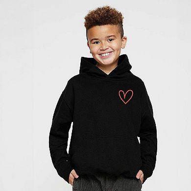 Embroidered Hand Drawn Heart Youth Graphic Hoodie