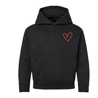 Embroidered Hand Drawn Heart Youth Graphic Hoodie