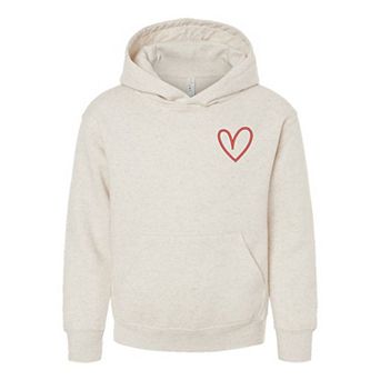 Embroidered Hand Drawn Heart Youth Graphic Hoodie