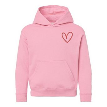 Embroidered Hand Drawn Heart Youth Graphic Hoodie
