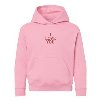 Embroidered I Love You Words Youth Graphic Hoodie
