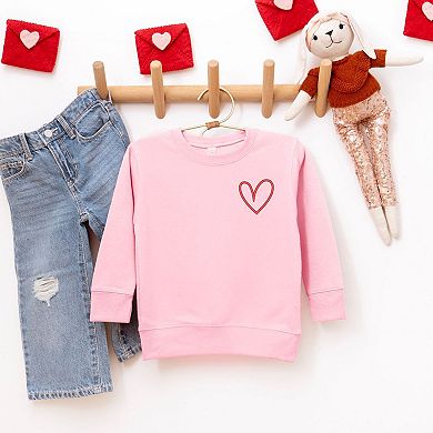 Embroidered Hand Drawn Heart Toddler Graphic Sweatshirt