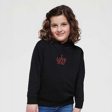 Embroidered I Love You Words Toddler Graphic Hoodie