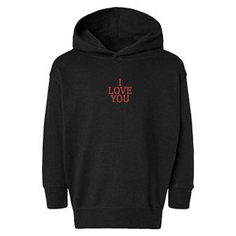Embroidered I Love You Words Toddler Graphic Hoodie