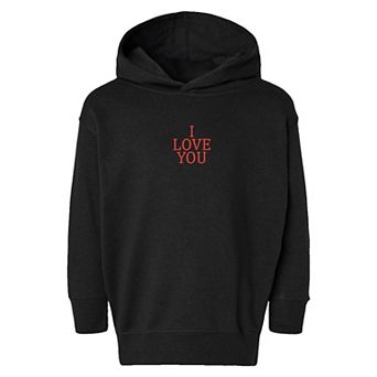 Embroidered I Love You Words Toddler Graphic Hoodie