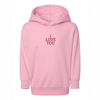 Embroidered I Love You Words Toddler Graphic Hoodie
