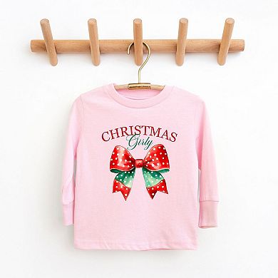 Coquette Christmas Girly Toddler Long Sleeve Graphic Tee