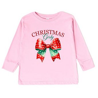 Coquette Christmas Girly Toddler Long Sleeve Graphic Tee