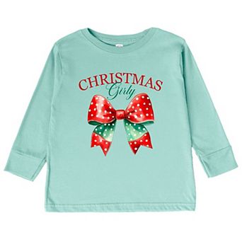 Coquette Christmas Girly Toddler Long Sleeve Graphic Tee