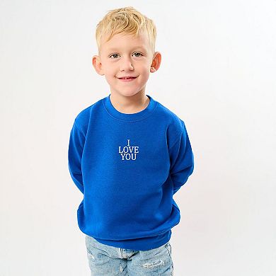 Embroidered I Love You Words Toddler Graphic Sweatshirt