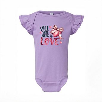 All You Need Is Love Coquette Baby Flutter Sleeve Bodysuit