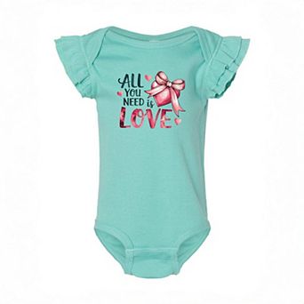 All You Need Is Love Coquette Baby Flutter Sleeve Bodysuit