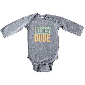 Block Checkered Lucky Dude Baby Long Sleeve Bodysuit