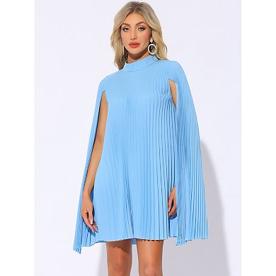 Chiffon Dresses for Women's Loose Flowy Cloak Sleeve Cape Pleated Dress