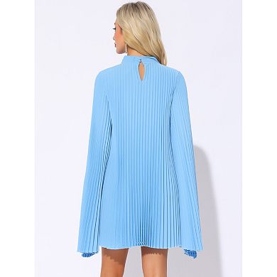 Chiffon Dresses for Women's Loose Flowy Cloak Sleeve Cape Pleated Dress