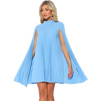 Chiffon Dresses for Women's Loose Flowy Cloak Sleeve Cape Pleated Dress