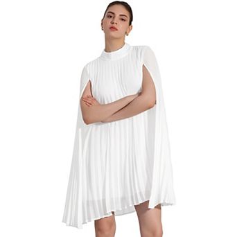 Chiffon Dresses for Women's Loose Flowy Cloak Sleeve Cape Pleated Dress