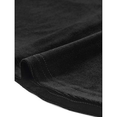 Casual Velvet Blouse for Women's Cowl Neck Lantern Sleeve Tops