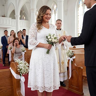 plus size 3 4 sleeve bridesmaid dresses Plus Size Mermaid Long Red Lace Bridesmaid dresses with 3/4 Sleeves main image 1