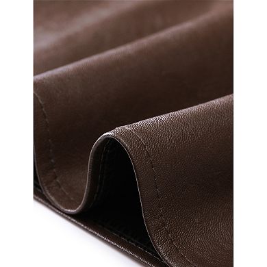 Women's Vintage High Waist Side Slit PU Leather Pencil Midi Skirt