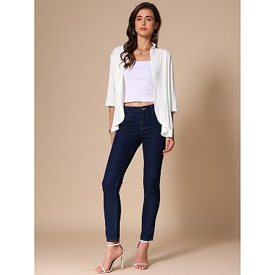 Casual Open Front Cardigans for Women's Lightweight 3/4 Sleeve Irregular Hem Cardigan