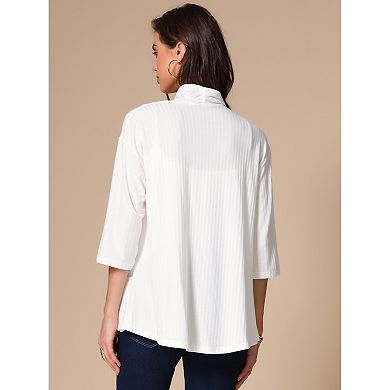 Casual Open Front Cardigans for Women's Lightweight 3/4 Sleeve Irregular Hem Cardigan