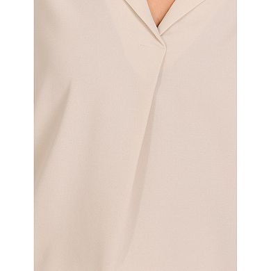 Collar Relaxed Blouse for Women's 3/4 Sleeve Ruched V Neck Casual Blouses Top