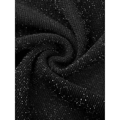 Glitter Bodycon Dress for Women's Drawstring Side Mesh Sheer Dress