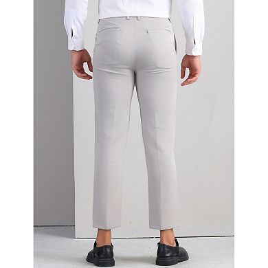 Dress Pants for Men's Classic Fit Solid Stretch Flat Front Expandable Waist Work Business Trousers