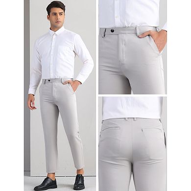 Dress Pants for Men's Classic Fit Solid Stretch Flat Front Expandable Waist Work Business Trousers