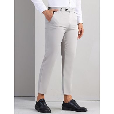 Dress Pants for Men's Classic Fit Solid Stretch Flat Front Expandable Waist Work Business Trousers