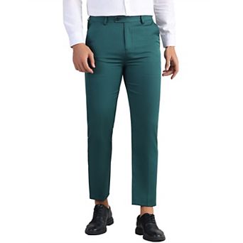 Dress Pants for Men's Classic Fit Solid Stretch Flat Front Expandable Waist Work Business Trousers