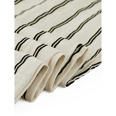 Women's Casual Drawstring Stripe Pants Wide Leg High Waist Cotton Loose Pants