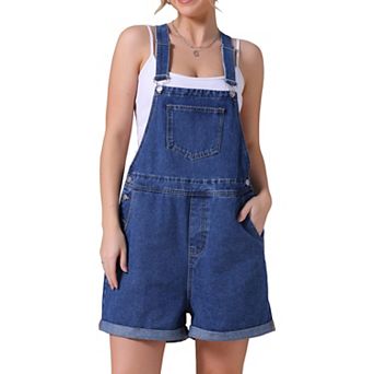 Women's Denim Overall Casual Outfits Adjustable Strap Bib Romper Jean Shorts