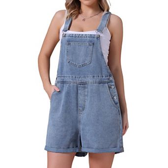 Women's Denim Overall Casual Outfits Adjustable Strap Bib Romper Jean Shorts